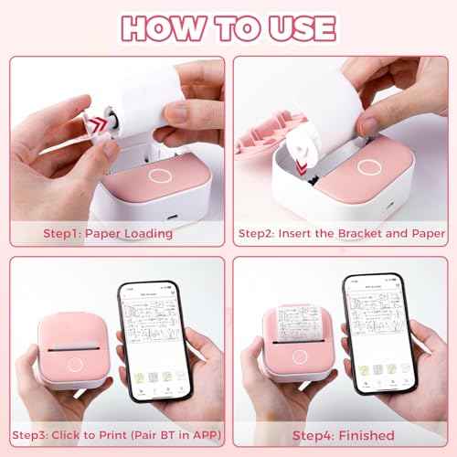 ASprink T02 Sticker Printers with 3 Paper Rolls, Sticky Note Printer for Study&DIY Fun, Pocket Printer Compatible with Phone & Tablet