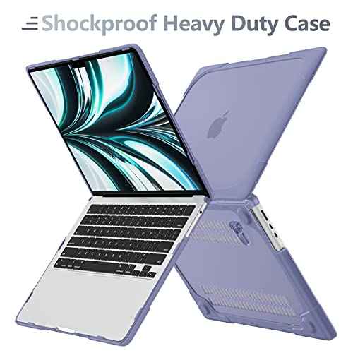 Batianda for M4 MacBook Air 13.6 inch Case 2025 2024 2022 Release Model A3240 A2681 M2 A3113 M3, Heavy Duty Shockproof Protective Hard Shell with Fold Kickstand & Keyboard Cover, Lavender Grey