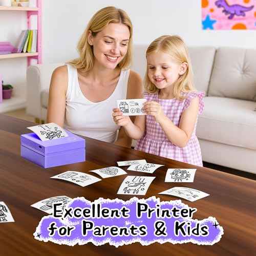 Sticker Printer, Mini Portable Bluetooth Thermal Printer with Multiple Templates & App Support, Inkless Print Pod for Study Notes, DIY Labels, Home School Office Usee (Violet)