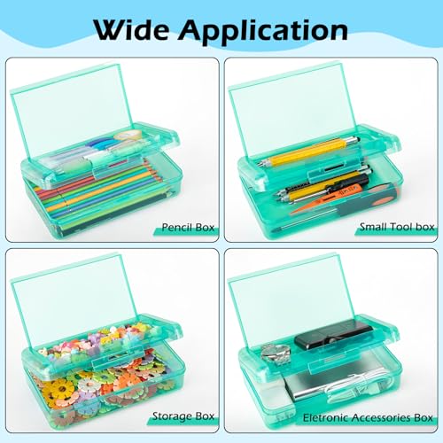 Pink Double Layer Clear Plastic Pencil Case with Stickers - YILANCOL