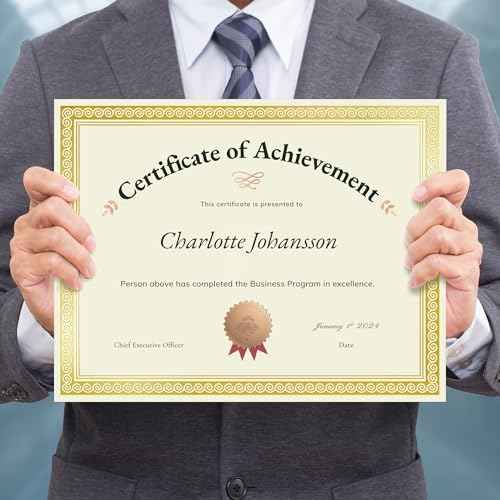 SUNEE 100 Sheets Certificate Papers - Blank Gold Foil Border, 8.5x11 for Diploma, Certificates, Participation Awards, Document Cardstock Paper and Inkjet Printer Friendly (Ivory)