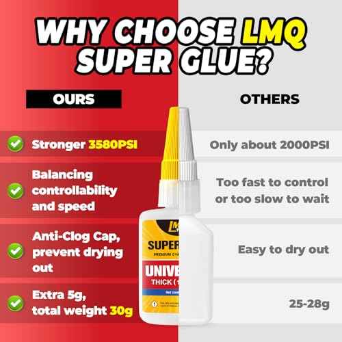 Super Glue Thick CA Glue Clear 30 Gram, Heavy Duty Superglue Instant Cyanoacrylate Adhesive for Plastic Ceramic Leather Metal Glass Wood Pla Shoe Sole Repair, Strong Oily Liquid Bonding