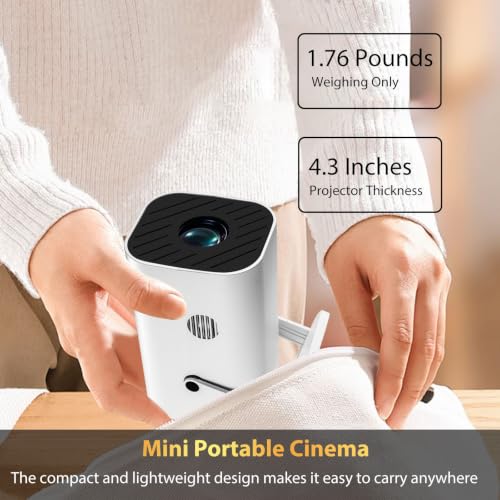 Mini 1080P Wi-Fi Bluetooth Projector with Built-in Apps for Home Entertainment