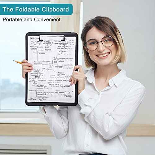 Epakh 7 Pcs Clipboard with Storage Bulks Plastic Storage Foldable Nursing Clipboard with Low Profile Clip for Student Teacher Nurse Employee, 9.5 x 13.5 Inch