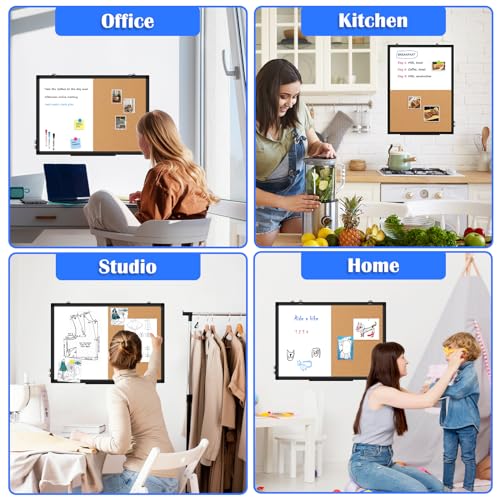 24x18 Whiteboard Corkboard Combo Set - Magnetic Dry Erase & Natural Cork Surface