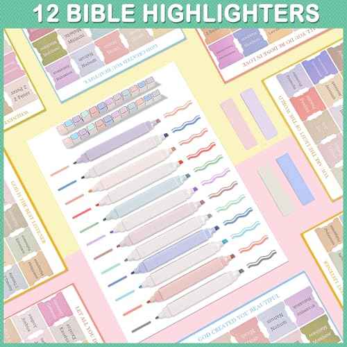 TuErcao Christian Gifts for Women, Bible Bag with Christian Bookmarks, Bible Verse Bracelets, Prayer Scented Candle and Study Supplies Kit with 75 BibleTabs, 12 Highlighters Spiritual Gifts for Mom