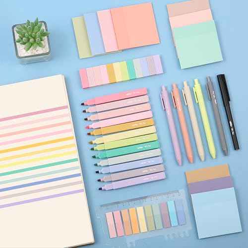 Mr. Pen- Aesthetic Book Annotation Kit, 38 pcs, Aesthetic Highlighters and Gel Pens, Transparent Sticky Notes, Transparent Sticky Tabs for Books, No Bleed Highlighters for Bible Pages No Bleed