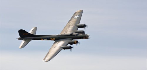 Lunarable Airplane Pencil Pen Holder, Memphis Belle Boeing B17 Flying over Shoreham Retro Airfield Technology Image, Ceramic Pencil Holder for Desk Office Accessory, 3.6" X 3.2", Pale Purpleblue