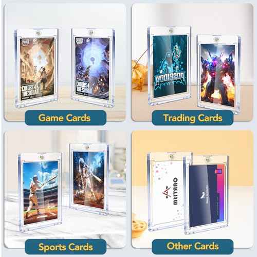 128ct Magnetic Card Holders, 35pt One Touch Card Holder, U-V Protection Hard Plastic Case for Trading Cards, Display Case for Sports, Baseball, Football, Game Cards