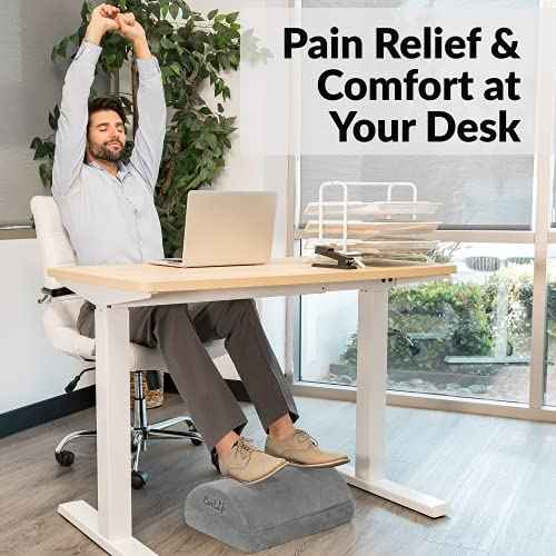 ComfiLife Foot Rest for Under Desk at Work ? Adjustable Height Memory Foam Foot Stool for Under Desk, Office Chair & Gaming Chair ? Ergonomic Footrest for Back & Hip Pain Relief (Gray)