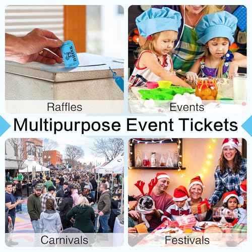 ESSENTIAL 1000 Raffle Tickets Rolls, Drink Tickets Single Roll for Events, Leisure, Movie Watching, Entertainment, Class Reward & Prizes (Blue - 5 Color Selection)