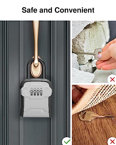 Puroma Key Lock Box for House Keys - Combination Lockbox with Code, Gray, 1