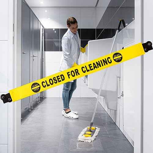 Barydat 8 Pcs Restroom Closed for Cleaning Sign with Magnetic Ends Nylon Bathroom Do Not Enter Magnetic Signs with Suction Cup Hanger Banner for Door
