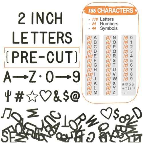 2 Inch Letters for Letter Board Letters Only, Large Black Plastic Letters for Felt Letter Board Signs Accessories Big Pre-cut Letters 2¡± for Changeable Message Board Letterboard Letters 186 Characters