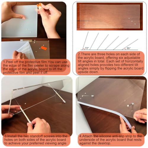 ChanQnTon 15.8" x 6.5" Monitor Memo Board - Portable Desk Organizer & Sticky Note Holder