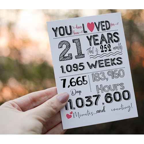 21st Birthday Card, Birthday, Decorations Party Supplies - Folded Card for Him, Her, Women, Men, Boys, Girls include Envelope, Sticker - Blank Inside - Unique Gift For 21 Years Old (5"x7") by PICCAFI