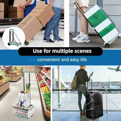 100LBS Foldable cart with Wheels,Folding Utility cart,Portable Dolly,Folding Hand Truck,Moving Dolly,Collapsible Luggage cart,Trolly cart with Wheels,Shopping Trolley with Separable Bag