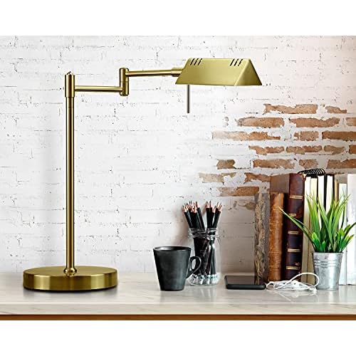 O'Bright LED Pharmacy Table Lamp, Full Range Dimming, 12W LED, 360 Degree Swing Arms, Desk, Reading, Craft, Work Lamp, ETL Tested, Antique Brass (Gold)