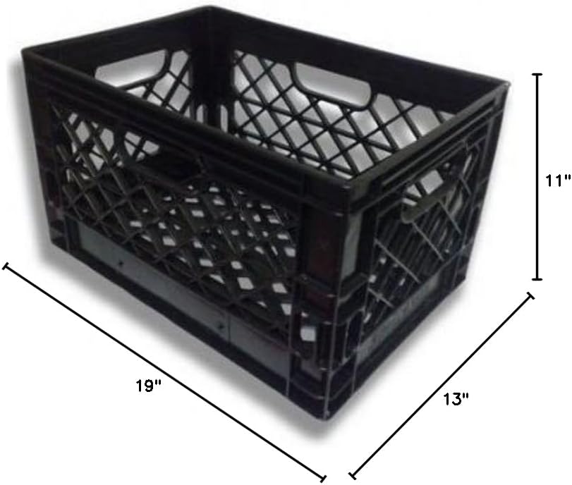 (3 Pack Black) Heavy Duty Rectangular Stackable Dairy Milk Crates - Save on shipping!!!!