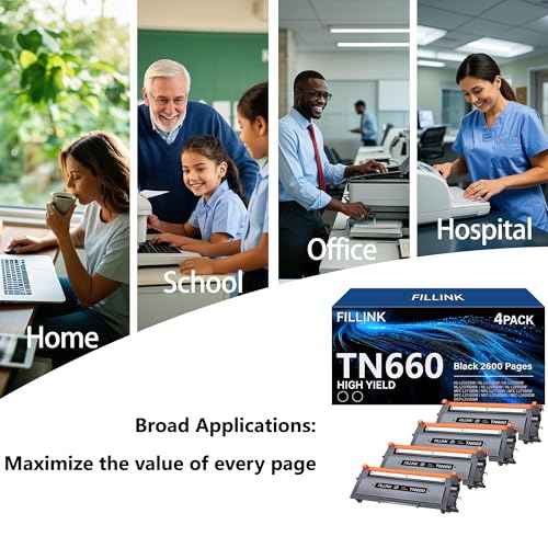 Compatible TN660 TN-660 Toner Cartridges Replacement for Brother TN 660 TN660 TN630 TN-630 Toner Use with HL-L2300D HL-L2305W HL-L2340DW MFC-L2740DW MFC-L2685DW DCP-L2540DW Printer(Black,4 Pack)