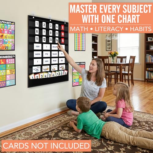 Black 7+1 Pocket Classroom Chart for Learning & Organization - Teacher Supplies