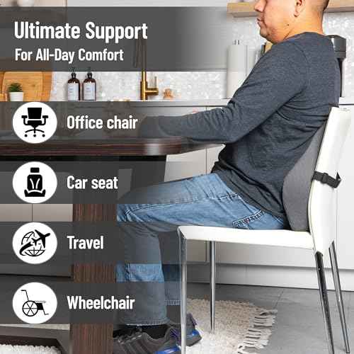 Mind Reader Lumbar Support Cushion for Office Chair and Car Seat, Memory Foam and Cooling Gel Core, Air-Cloud Technology, 15.5" L x 3.75" W x 14.25" H, Black