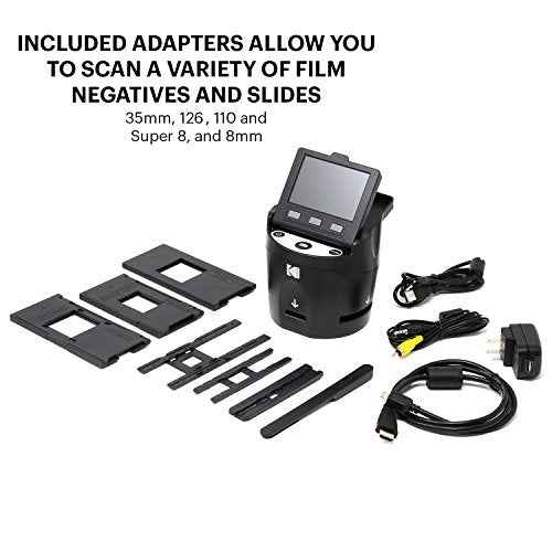 Kodak SCANZA Digital Film & Slide Scanner ? Converts 35mm, 126, 110, Super 8 & 8mm Film to JPEG with 3.5" LCD, Easy-Load Inserts & Adapters