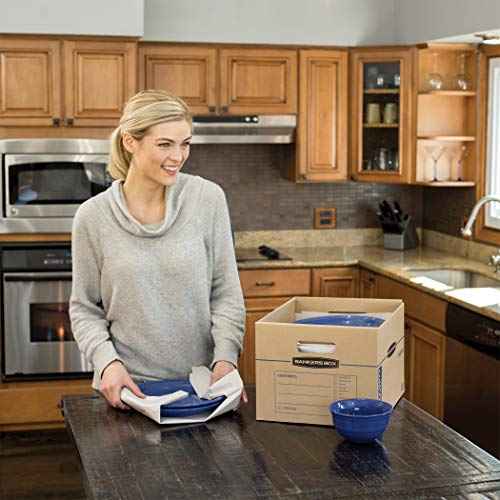Bankers Box Kitchen Kit Moving Box 1 Pack, Dividers and Cushions, Reinforced Handles, Tape-Free Assembly, Box with Lid, 15-in x 12-in x 10-in (7710701)