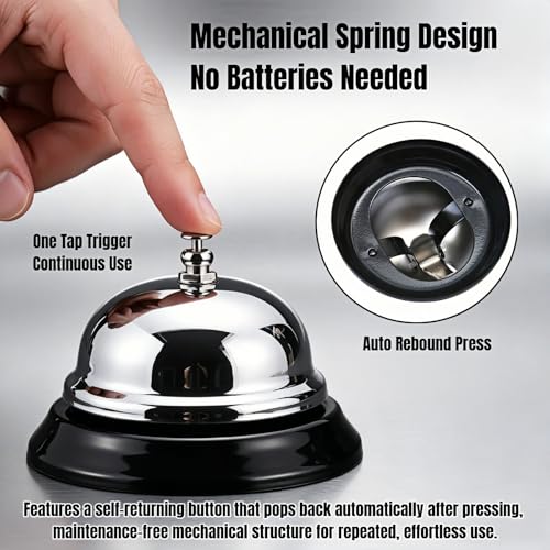 Stainless Steel Call Bell for Reception Hotel Restaurant Pet Training 3.35in