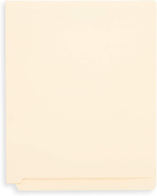Blue Summit Supplies Manila File Folders - 100 Pack with Reinforced End Tabs & 2 Fasteners, Letter Size