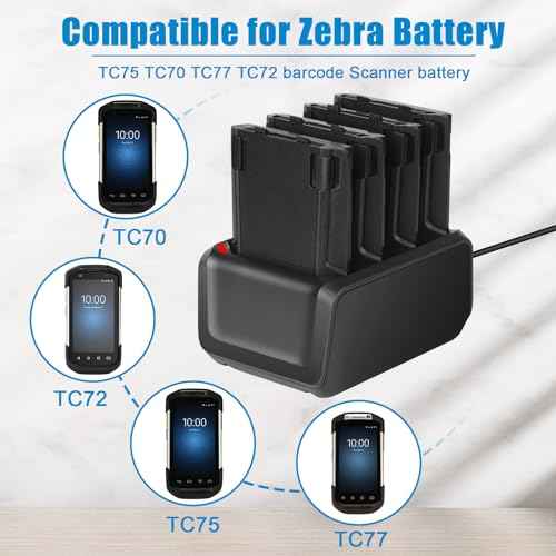 4 Slots TC77 Battery Charger Station for Zebra Symbol TC70 TC77 TC72 TC75 Battery, Charging Cradle for Zebra Scanner Batteries