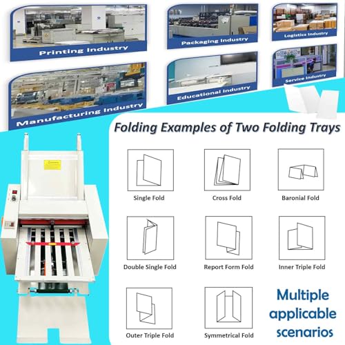 Electric Paper Folding Machine with Adjustable Speed and 2 Trays for Office & Print Shops