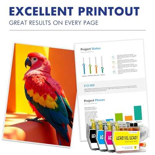 LC401XL LC401 MFC-J1010DW Ink Cartridges for Brother Printer LC 401 401XL for MFC-J1010DW MFC-J1170DW MFC-J1012DW MFC-J1800DW MFC J1010DW - 4 Pack High Yields Black Cyan Magenta Yellow