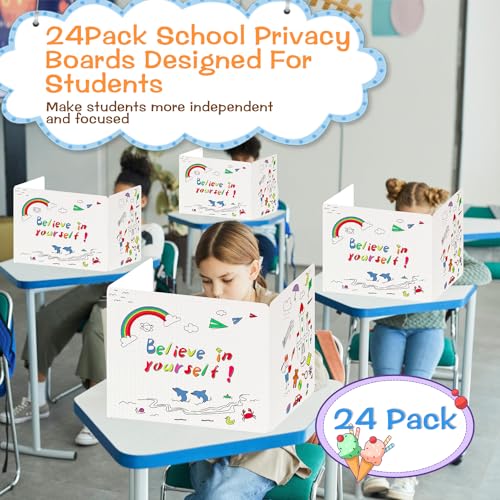 Desk Privacy Dividers 24 Pack - Cardboard Study Carrel Shields, 16 x 12 x 13 in