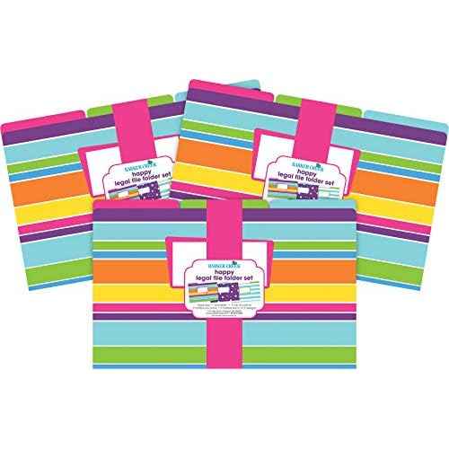 Barker Creek Legal File Folders Pack of 27, Happy, Multicolor, 27 Legal Size File Folders in Three Colorful Patterns, 1/3 Tabbed, Home, School and Office Supplies (3569)