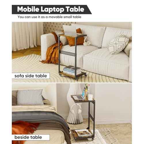 Computer Tower Stand, 2-Tier Metal CPU Holder Stand with Lockable Wheels, Adjustable Under Desk PC Shelf, Mobile Rolling Computer Cart for Home, Office, Gamers and Students, Black