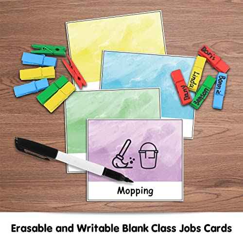 ABCxGOOD Class Jobs Pocket Chart Class Management Educational Pocket Chart Teacher's Helper, Preschool Classroom Must Haves Supplies, Great for Classroom Homeschool. (Black) (Black, 29.5"*10")