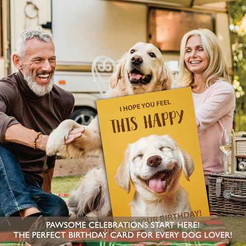 Gooji 5x7 Funny Happy Dog Birthday Card ? Cute Puppy Design, Hilarious Greeting, Perfect for Dog Lovers, Men, Women, Husband, Wife