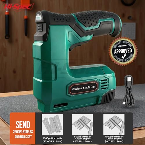 Hi-Spec 4V Cordless USB Staple Gun Kit with Case for Upholstery & DIY