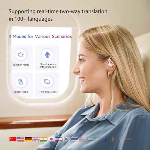 OEQ Language Translation Earbuds Real Time with Clear Speech,3 in 1 Language Translator Device with 100+Language Real Time Two Way with Long Battery Life,Ideal for Travel/Gift/Learning (Pink)