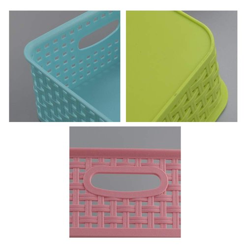 EudokkyNA Plastic Shallow Storage Basket Trays, Office Paper Trays Set of 3
