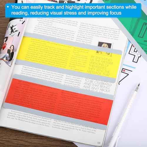 PATIKIL Guided Reading Strips, 10pcs Tracking Highlight Colored Overlay Bookmark Reduce Visual Stress Teacher Teaching Supplies for Classroom, Blue 19x7cm