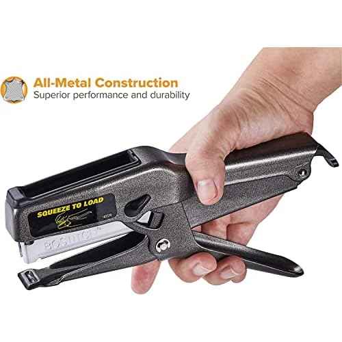 Bostitch Office B8 Plier Heavy Duty Stapler with 1250 1/4" Staples - Full Strip Metal Bostitch Stapler for Cardboard, Paper and Fabric (45 Sheet Capacity)