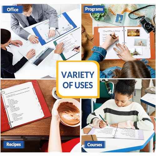 SUNEE Binder Dividers with Tabs for 3 Ring Binder, 8.5 x 11 Paper White Binder Dividers Blank with 5 Tabs, 20 Sets Page Dividers for School, Office and Home, 100 Dividers