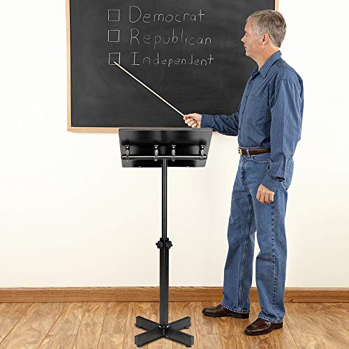 Bonnlo Black Height Adjustable Lectern Podium Stand – Mobile, Multi-Purpose