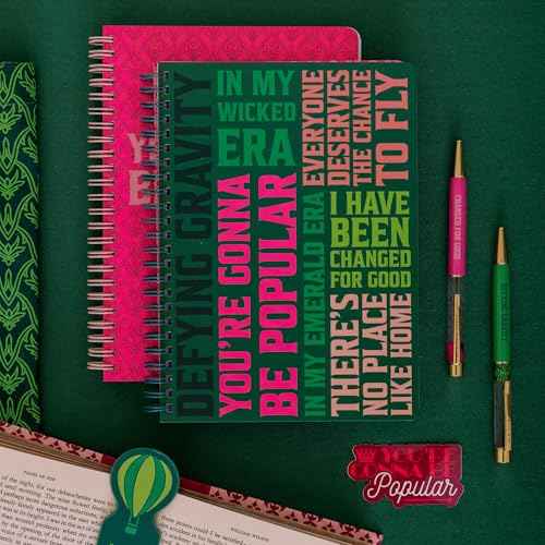Steel Mill & Co Cute Mini Spiral Notebook for Theater Lovers, 8.25" x 6.25" Journal with Durable Hardcover and 160 Lined Pages, Wicked Word Art