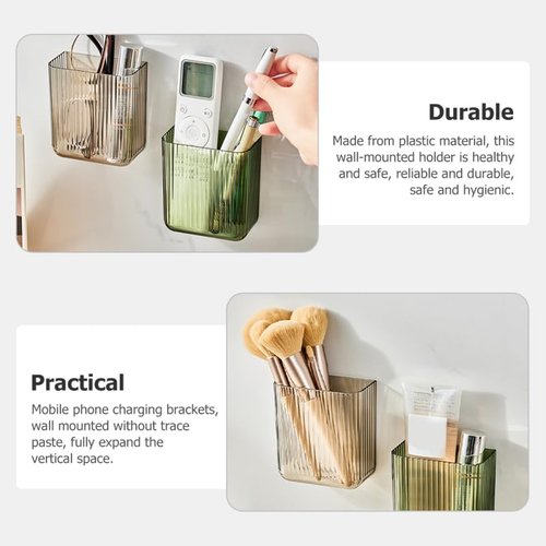 DOITOOL Wall Mounted Remote Control Holder : 2 Pack Self Adhesive Wall Pen Holder Remote Organizer Small Pen Organizer Storage Accessories for Home Office School