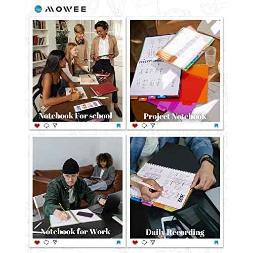 Spiral Notebook - 5 Subject Notebook, College Ruled Notebook With Dividers Pocket, Tabs Label (3PackMulti)