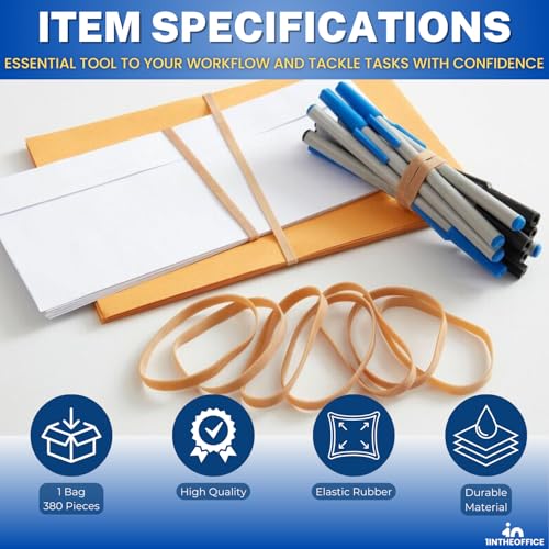 Heavy-Duty Beige Thick Rubber Bands Size 64 – 380 Pack | 1InTheOffice