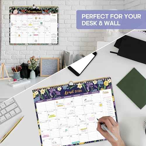 2026 Calendar, 21-Month Calendar from October 2025 to June 2027, 11.5" x 14.7", Spiral Binding Hanging Monthly Wall Calendar, Perfect for Home or Office,Midnight Garden